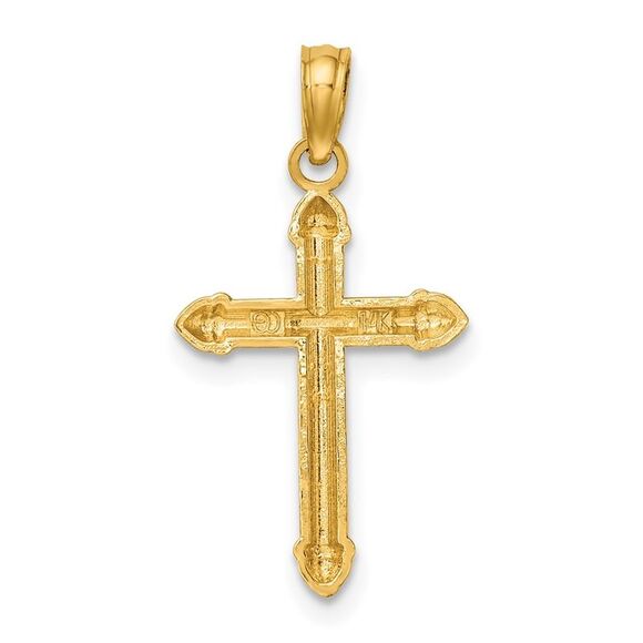 10K Yellow Gold Polished w/ Scroll Design Cross Charm - Picture 4 of 9